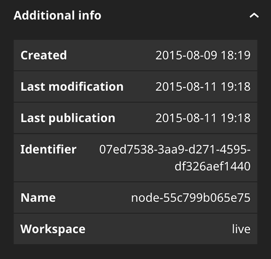 Additional node information inside the inspector